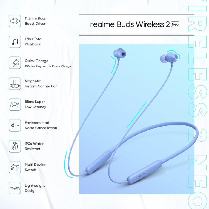 Realme Buds Wireless 2 Neo with 17Hrs Playtime Bluetooth Neckband