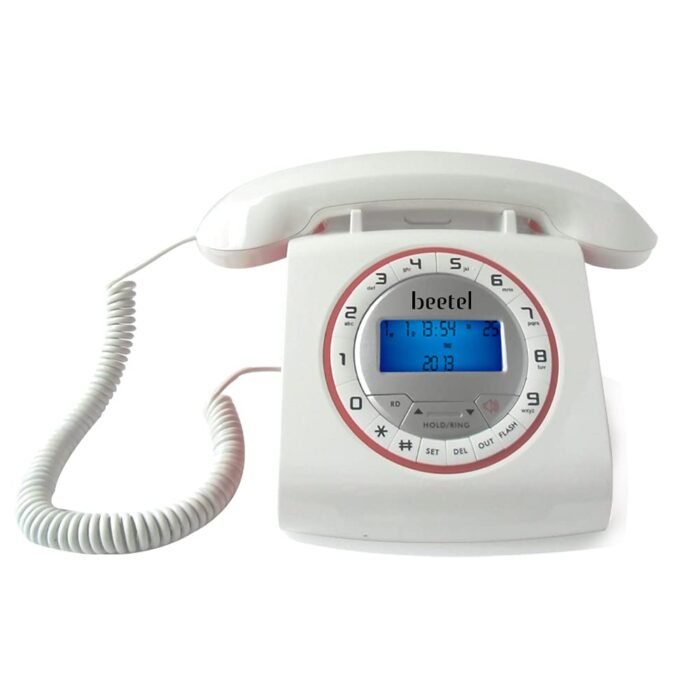 Beetel M73 Stylish Retro Design Corded Landline Phone with Answering Machine