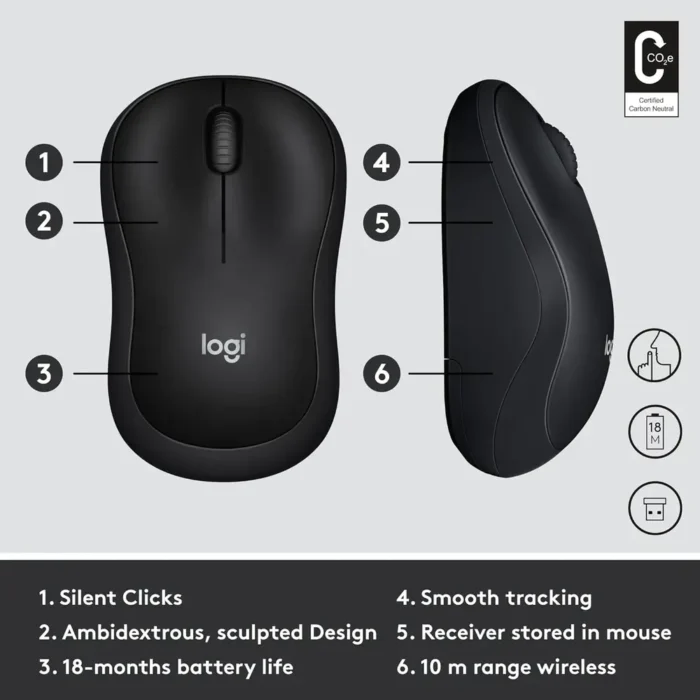 Logitech M220 1000 DPI 2.4 GHz Wireless Mouse
