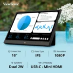 ViewSonic VA1655 16 Inch Full HD IPS Panel 60Hz USB-C Portable Monitor