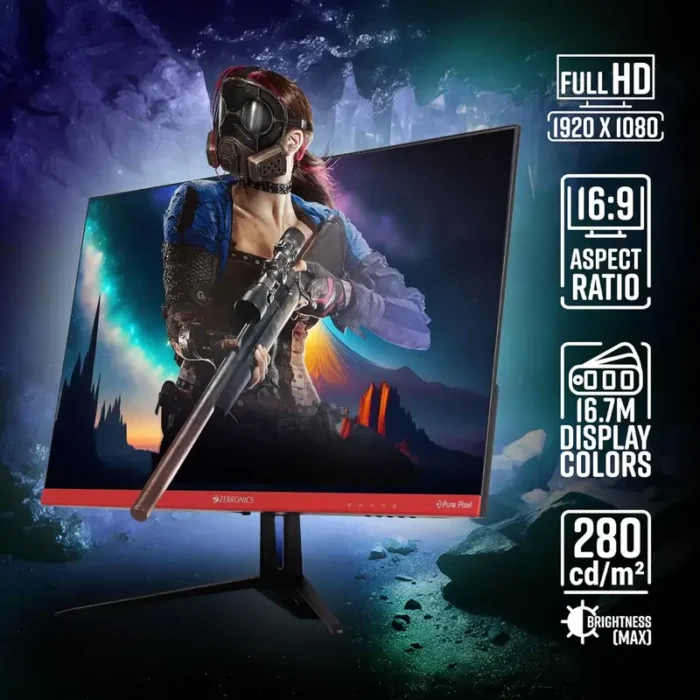 ZEBRONICS S24A 24 Inch 1920x1080 Pixels Full HD IPS Panel 165Hz Gaming Monitor