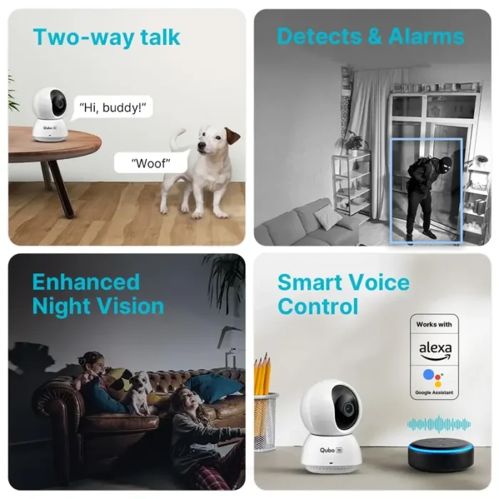 Qubo Smart 360 Ultra 2K 4MP 1440p WiFi CCTV Security Camera Qubo Smart 360 Ultra 2K 4MP 1440p WiFi CCTV Security Camera