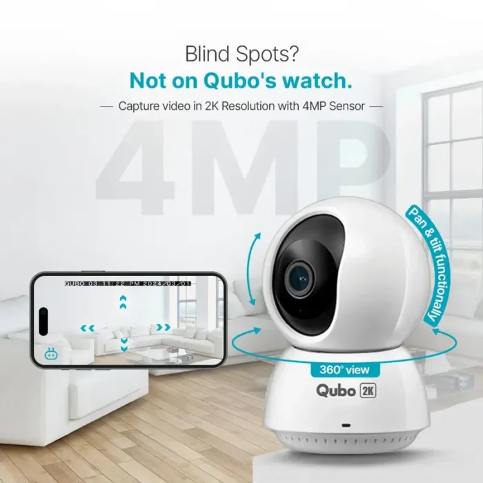 Qubo Smart 360 Ultra 2K 4MP 1440p WiFi CCTV Security Camera Qubo Smart 360 Ultra 2K 4MP 1440p WiFi CCTV Security Camera