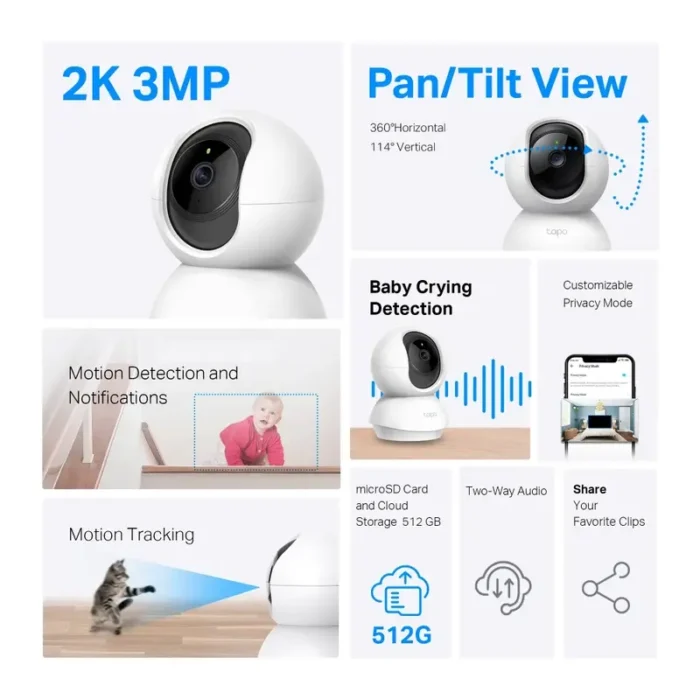 TP-Link Tapo C210 1296p 3MP PanTilt Home Wi-Fi Smart Security Camera TP-Link Tapo C210 1296p 3MP PanTilt Home Wi-Fi Smart Security Camera
