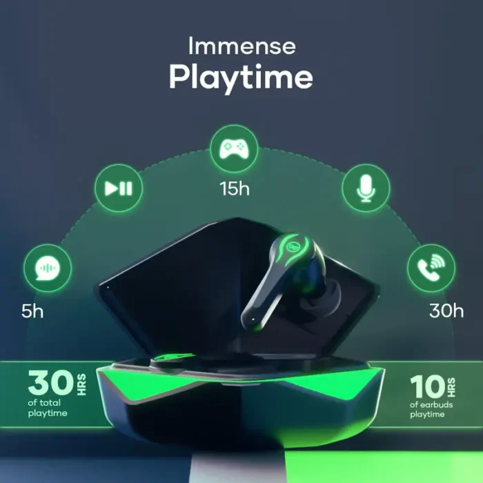 Wings Phantom 50ms Low Latency 30Hrs Playtime Gaming Earbuds with Mic