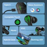 Wings Phantom 50ms Low Latency 30Hrs Playtime Gaming Earbuds with Mic