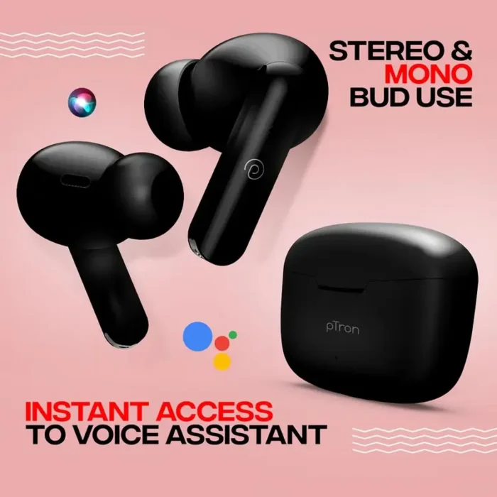 pTron Bassbuds Duo Bluetooth 5.1 Touch Control TWS Earbuds with HD Mic pTron Bassbuds Duo Bluetooth 5.1 Touch Control TWS Earbuds with HD Mic