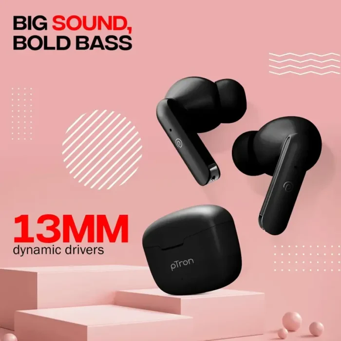 pTron pTron Bassbuds Duo Bluetooth 5.1 Touch Control TWS Earbuds with HD MicDuo Bluetooth 5.1 Touch Control TWS Earbuds with HD Mic (4) pTron Bassbuds Duo Bluetooth 5.1 Touch Control TWS Earbuds with HD Mic