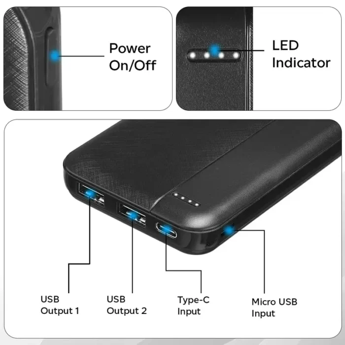 pTron Dynamo Lite 10000mAh 12W USB-C Power Bank