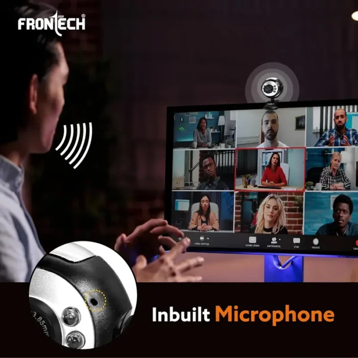 FRONTECH FT-2251 HD Webcam with Built-in Mic & LED Lights FRONTECH FT-2251 HD Webcam with Built-in Mic & LED Lights