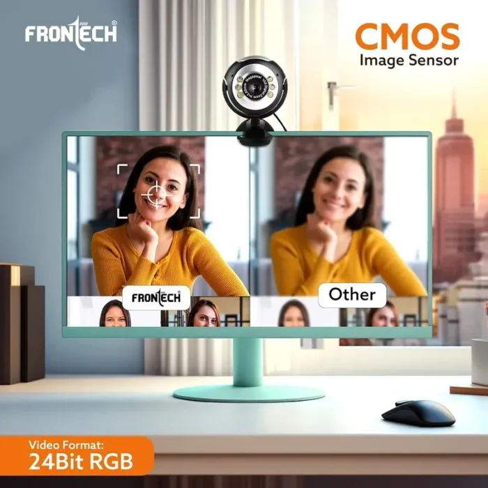 FRONTECH FT-2251 HD Webcam with Built-in Mic & LED Lights FRONTECH FT-2251 HD Webcam with Built-in Mic & LED Lights