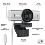 Sealed - Logitech MX Brio Ultra HD 4K Collaboration and Streaming Webcam (Pale Grey) 6 Logitech MX Brio Ultra HD 4K Collaboration and Streaming Webcam with 1080p at 60 FPS, Dual Noise Reducing Mics