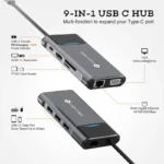 NOVOO 9 in 1 Pro USB C Multiport 4K HDMI VGA Ethernet 1000Mbps, 100W PD Charging, 3 USB3.0, SD/TF Slots, Thunderbolt 3 Laptop Dock 2 NOVOO 9 in 1 Pro USB C Multiport 4K HDMI VGA Ethernet 1000Mbps, 100W PD Charging, 3 USB3.0, SDTF Slots, Thunderbolt 3 Laptop Dock