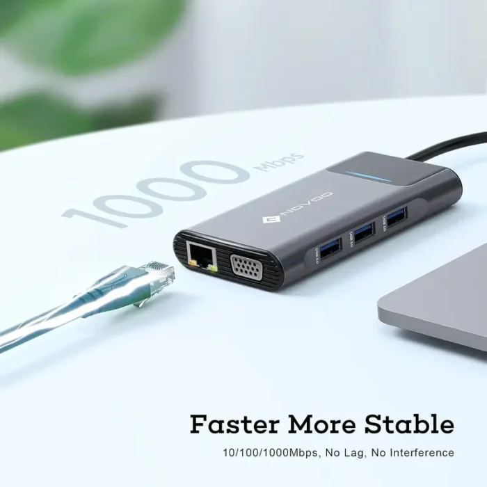 NOVOO 9 in 1 Pro USB C Multiport 4K HDMI VGA Ethernet 1000Mbps, 100W PD Charging, 3 USB3.0, SDTF Slots, Thunderbolt 3 Laptop Dock NOVOO 9 in 1 Pro USB C Multiport 4K HDMI VGA Ethernet 1000Mbps, 100W PD Charging, 3 USB3.0, SDTF Slots, Thunderbolt 3 Laptop Dock