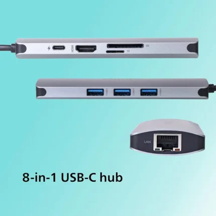 PHILIPS 8 in 1 USB Type-C to ethernet + HDMI 4K 30Hz + 3 x USB A + PD (max 60W) + Micro SD Card Slot USB HUB