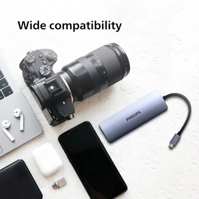 PHILIPS 8 in 1 USB Type-C to ethernet + HDMI 4K 30Hz + 3 x USB A + PD (max 60W) + Micro SD Card Slot USB HUB PHILIPS 8 in 1 USB Type-C to ethernet + HDMI 4K 30Hz + 3 x USB A + PD (max 60W) + Micro SD Card Slot USB HUB