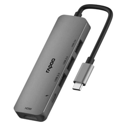 RAPOO XD100C-PD Charging, 5Gbps Data Transfer, 4K HDMI, 3USB A Ports, 5 in 1 Type C USB Hub