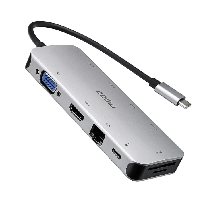 RAPOO XD100C-PD Charging, 5Gbps Data Transfer, 4K HDMI, 3USB A Ports, 5 in 1 Type C USB Hub