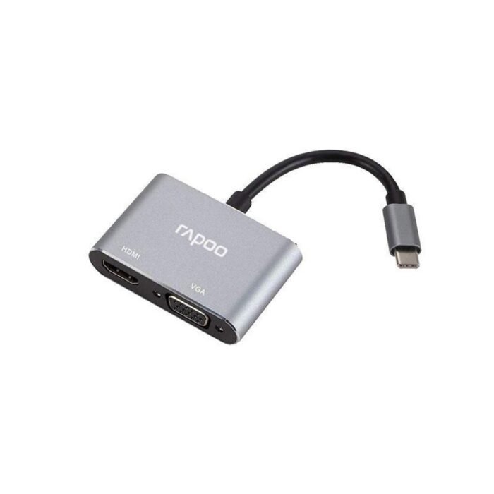 RAPOO XD10V HDMI + VGA Adapter, 4K HDMI30Hz Port- 2 in 1 Type C USB HUB