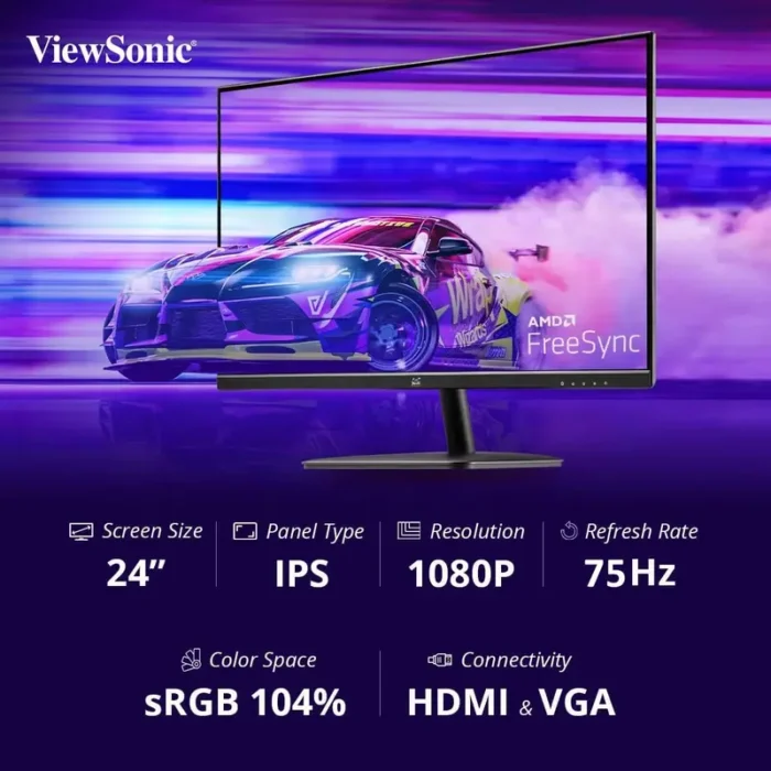 ViewSonic VA2432-MH 24 Inch Full HD LED Backlit IPS Panel 100 Hz Bezel Less Monitor