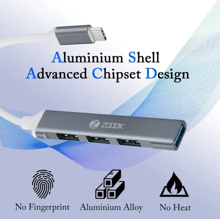 Zoook Type C to USB 3.0 HUB4 Port1 USB 3.0 Port3 USB 2.0 PortFree USB ConvertoriU43 USB HUB