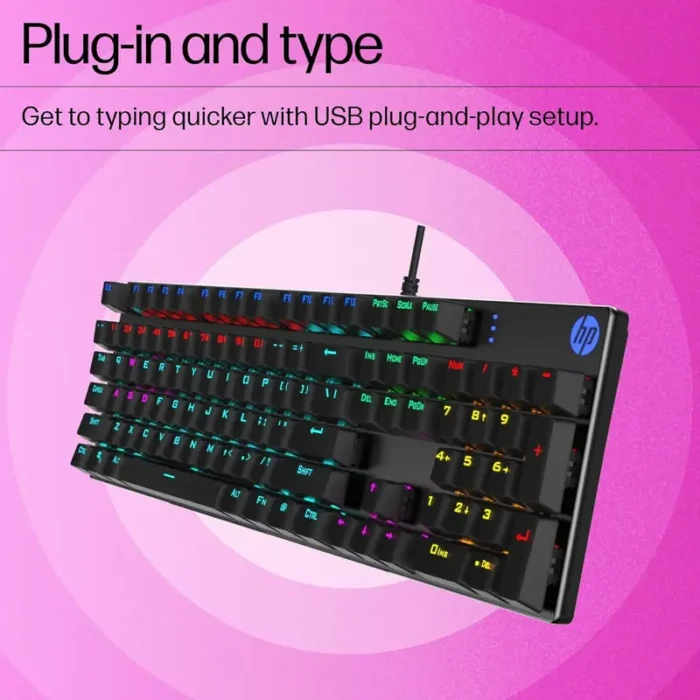 HP GK400F Mechanical, Dust & Spill Resistant, RGB Backlit Keys, Metal Panel, Full-Sized Gaming Keyboard HP GK400F Mechanical, Dust & Spill Resistant, RGB Backlit Keys, Metal Panel, Full-Sized Gaming Keyboard