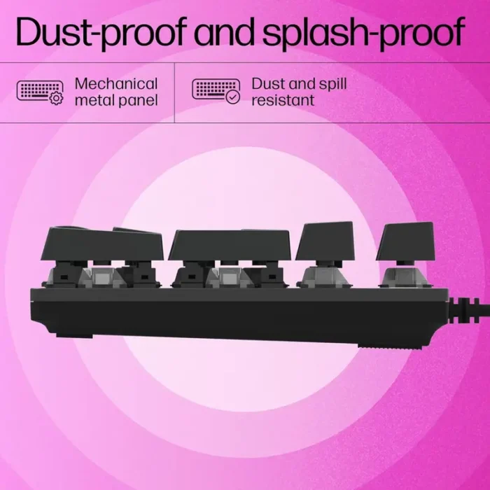 HP GK400F Mechanical, Dust & Spill Resistant, RGB Backlit Keys, Metal Panel, Full-Sized Gaming Keyboard HP GK400F Mechanical, Dust & Spill Resistant, RGB Backlit Keys, Metal Panel, Full-Sized Gaming Keyboard