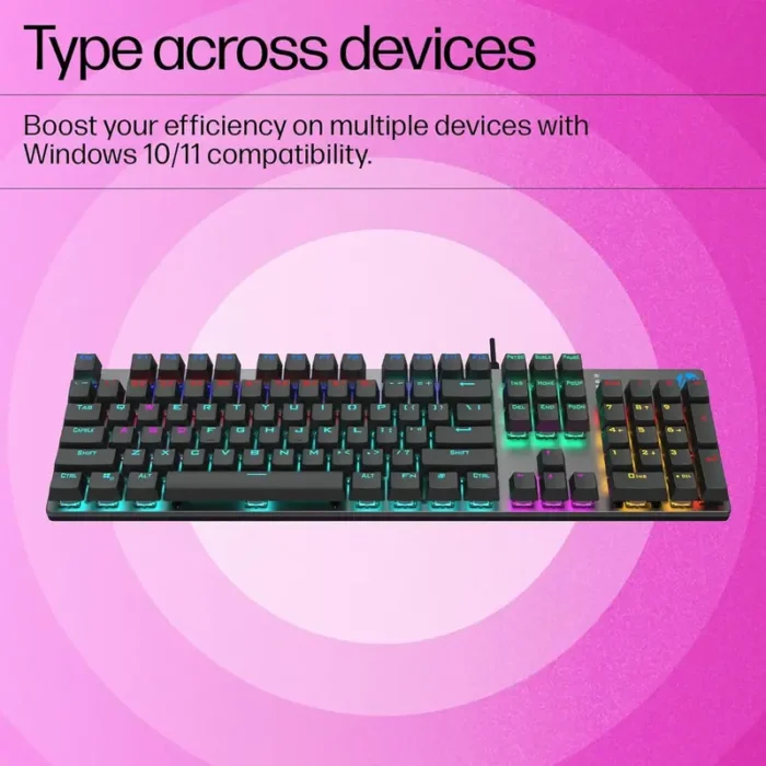 HP GK400F Mechanical, Dust & Spill Resistant, RGB Backlit Keys, Metal Panel, Full-Sized Gaming Keyboard HP GK400F Mechanical, Dust & Spill Resistant, RGB Backlit Keys, Metal Panel, Full-Sized Gaming Keyboard