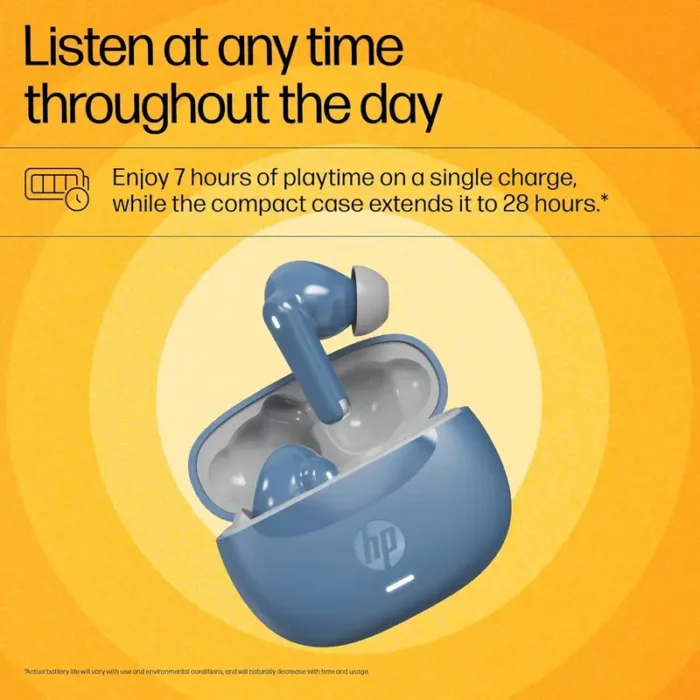 HP H150 Digital ANC, 28 Hours Playtime, Fingerprint Touch, IPX3 Water-Resistant Bluetooth Earbuds