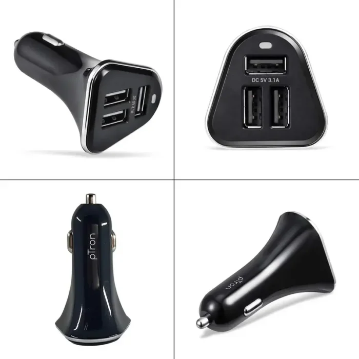 PTron Bullet 3.1A Fast Charging, 3 USB Port, Fire Resistant, Lightweight, & Compact Car Charger PTron Bullet 3.1A Fast Charging, 3 USB Port, Fire Resistant, Lightweight, & Compact Car Charger