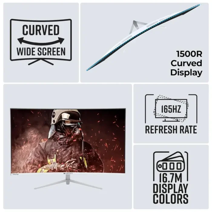 ZEBRONICS AC32FHD LED 32 inch 165Hz, 300 Nits, Built-in Speakers, 1800R Curved Gaming Monitor