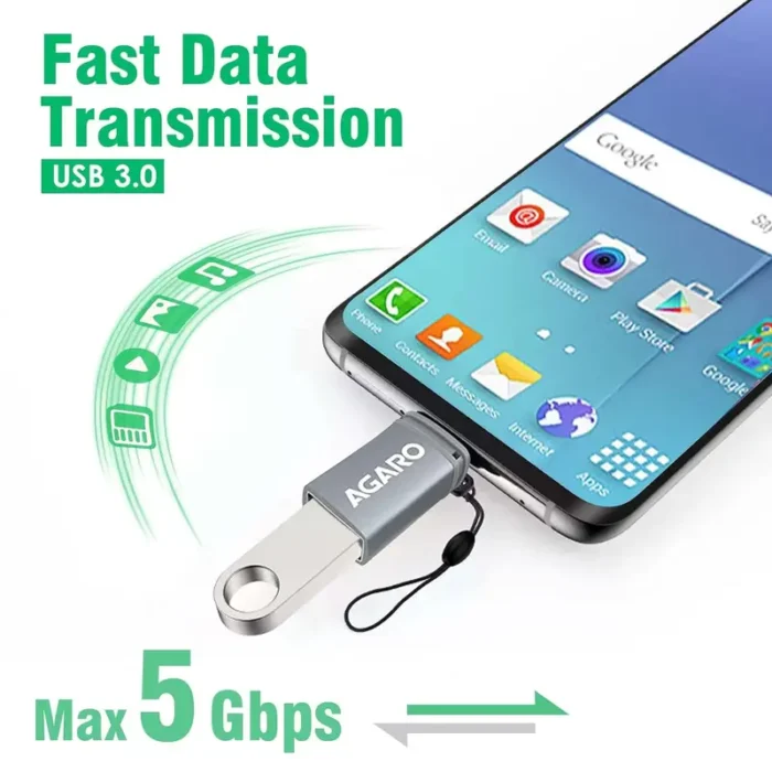 AGARO Blaze USB 3.0 to Type C OTG Adapter, Compatible with Thunderbolt to USB Adapter AGARO Blaze USB 3.0 to Type C OTG Adapter, Compatible with Thunderbolt to USB Adapter