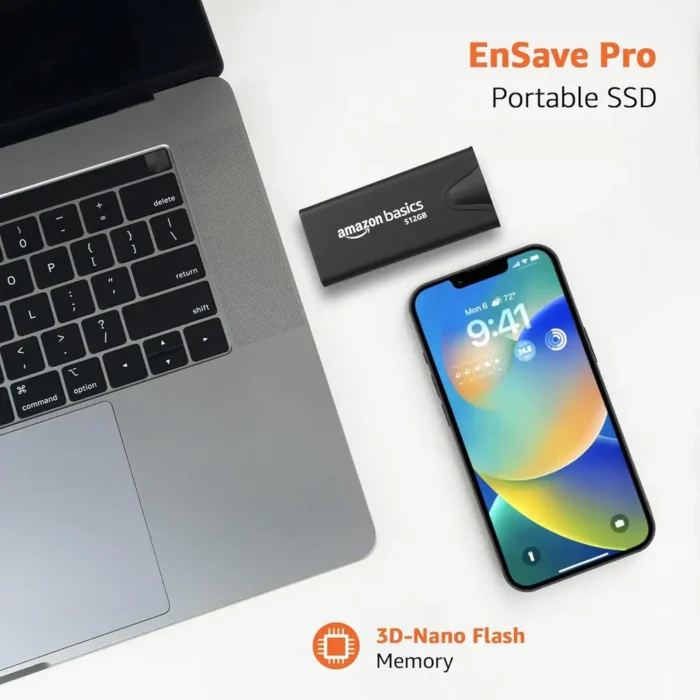 Amazon Basics T9 512GB 2000 MBs USB-C USB 3.2 Gen 2x2 External SSD Amazon Basics T9 512GB 2000 MBs USB-C USB 3.2 Gen 2x2 External SSD