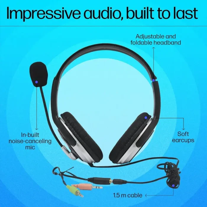 HP B4B09PA On Ear Wired Headphones With Mic