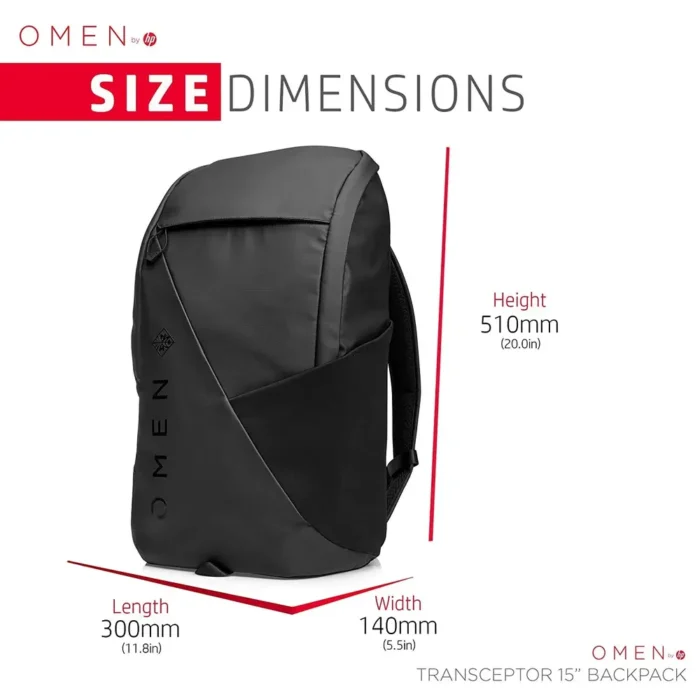 HP OMEN Transceptor 15.6-inch Water Resistant Backpack with Padded Shoulder Straps for Laptops and Notebooks