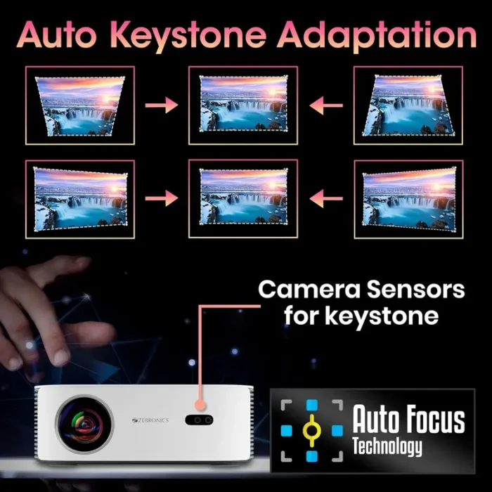 ZEBRONICS PIXAPLAY 17 Smart LED Projector With 6000 Lumens, 4K Support, Dolby Audio, 224 Inch Screen Size