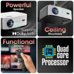 ZEBRONICS PIXAPLAY 17 Smart LED Projector With 6000 Lumens, 4K Support, Dolby Audio, 224 Inch Screen Size