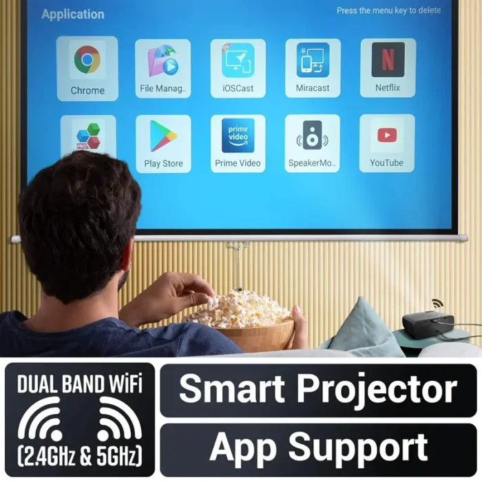 ZEBRONICS PIXAPLAY 55, Smart Projector With 8000 Lumens, 4K Support, 150 Inch Screen Size