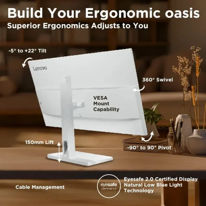 Lenovo L27H-4A 27 Inch QHD 2K IPS Panel with 99% sRGB, 3Wx2 Speakers, 1 MS, 100 Hz Smart Display Monitor Lenovo L27H-4A 27 Inch QHD 2K IPS Panel with 99% sRGB, 3Wx2 Speakers, 1 MS, 100 Hz Smart Display Monitor