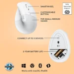 Logitech Lift Vertical Ergonomic 4 Buttons Wireless Bluetooth Mouse