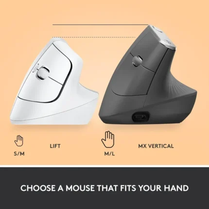 Logitech Lift Vertical Ergonomic 4 Buttons Wireless Bluetooth Mouse