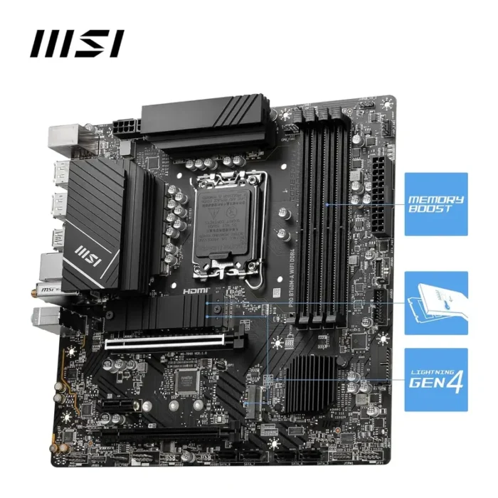 MSI PRO B760M-A WIFI DDR4 mATX Motherboard MSI PRO B760M-A WIFI DDR4 mATX Motherboard
