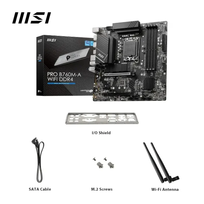 MSI PRO B760M-A WIFI DDR4 mATX Motherboard MSI PRO B760M-A WIFI DDR4 mATX Motherboard