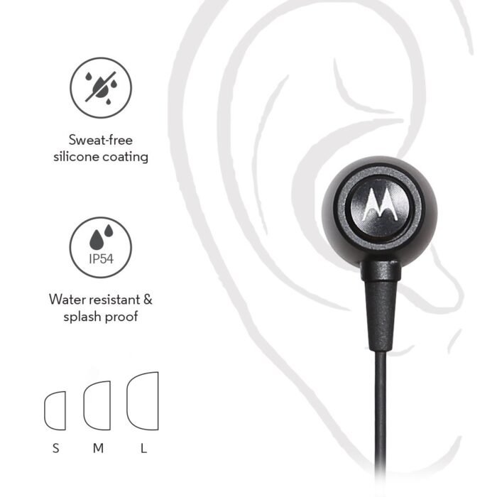 Motorola Metal Sports Wired In Ear Earphones With Mic