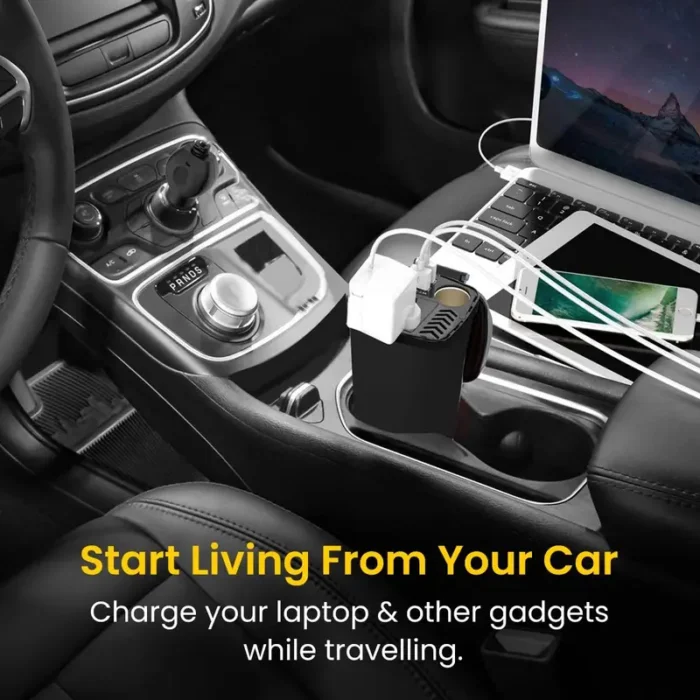 Portronics 200W Car Power One with 30W Type-C PD,12V Car Plug Power Cord