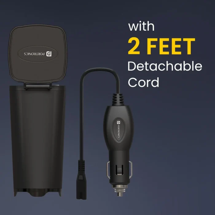 Portronics 200W Car Power One with 30W Type-C PD,12V Car Plug Power Cord