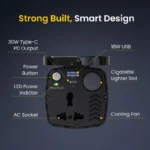 Portronics 200W Car Power One with 30W Type-C PD,12V Car Plug Power Cord