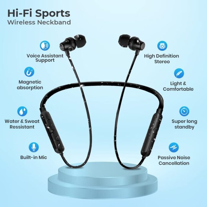 pTron Tangent Lite Bluetooth 5.0 Neckband With 8 Hours Playtime Mic
