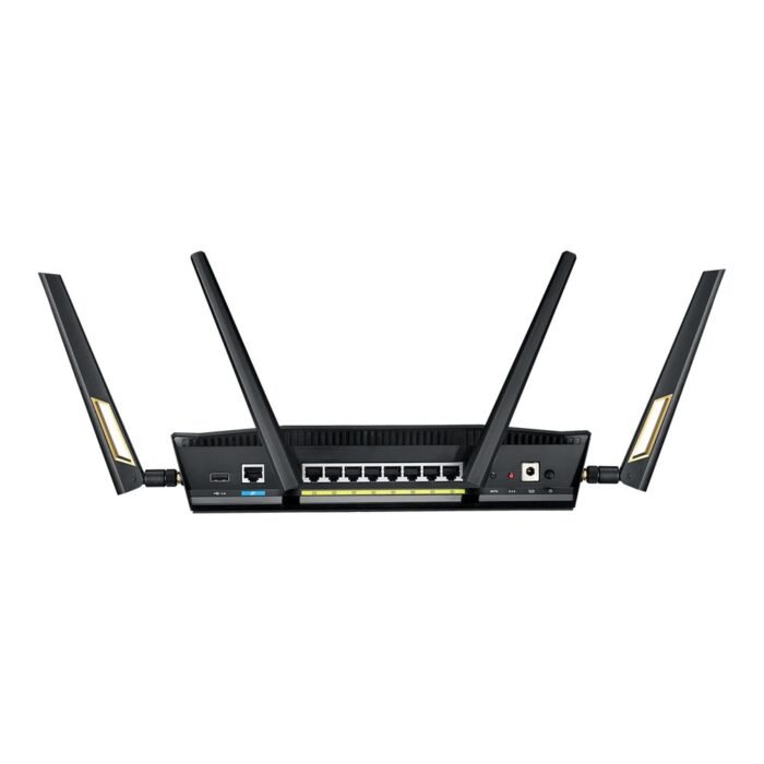 ASUS RT-AX88U Quad-Core, Next-Gen WiFi 6, 6000 Mbps Wireless 802.11ax Dual Band Wi-Fi Adaptive QoS Gaming Router ASUS RT-AX88U Quad-Core, Next-Gen WiFi 6, 6000 Mbps Wireless 802.11ax Dual Band Wi-Fi Adaptive QoS Gaming Router