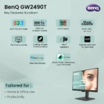 BenQ GW2490T 24 Inch, Full HD, IPS Panel, 99% sRGB, Height Adjustable, 5MS, 100Hz, Wall Mountable Monitor